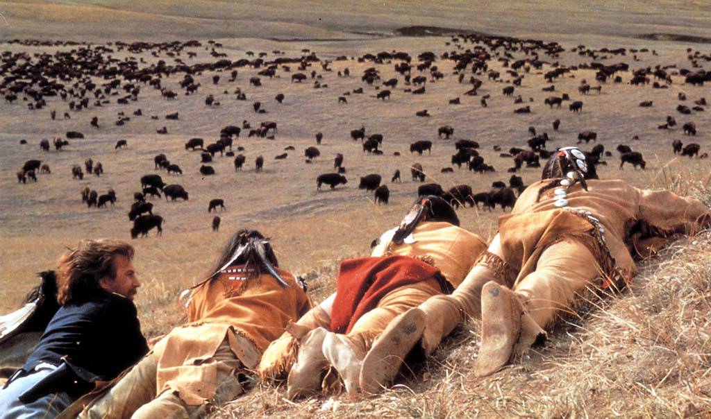 Costner looking at a bison herd