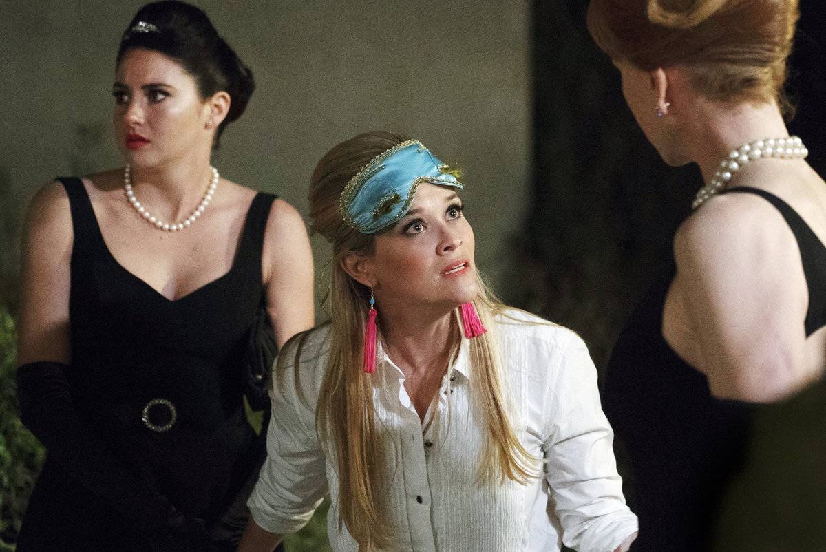 shailene woodley, reese witherspoon, and nicole kidman wearing costumes from breakfast at tiffany's