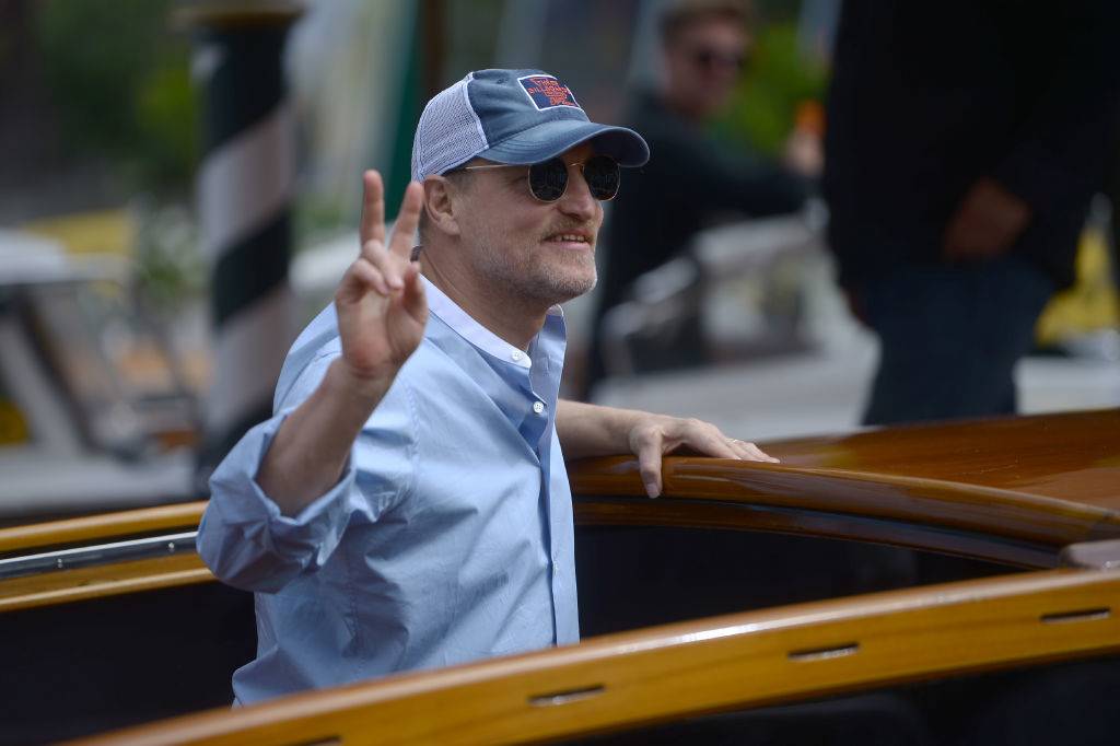 Actor Woody Harrelson arrives at the Excelsior Hotel on a taxi-boat during the 74th Venice Film Festival