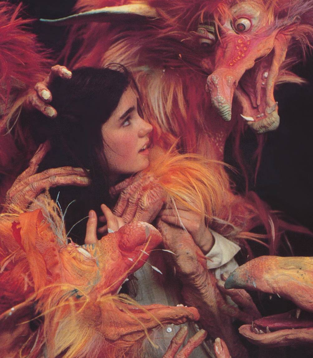 Fireys surround Sarah in Labyrinth.