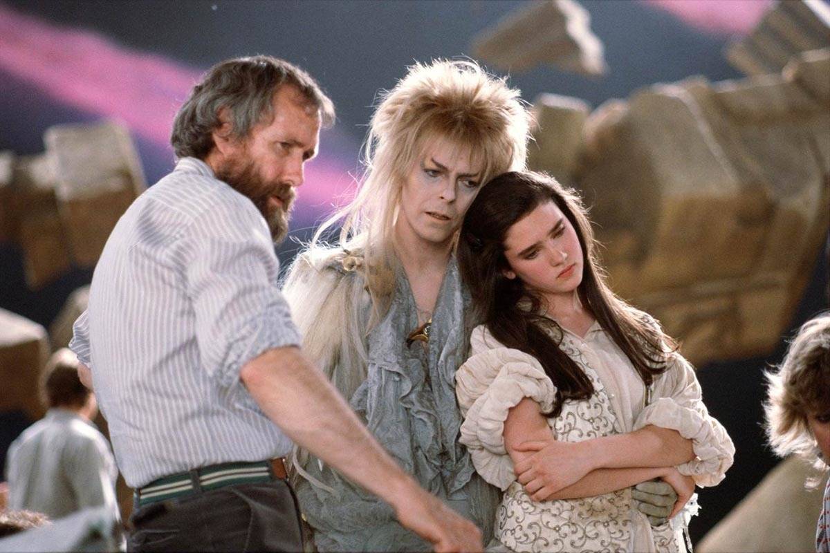 Director Jim Henson directs actors on set of the Labyrinth.