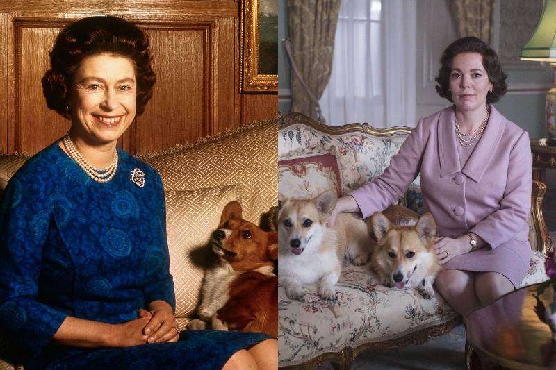 the queen with her corgis