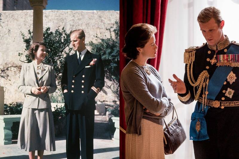 prince philip standing with the queen