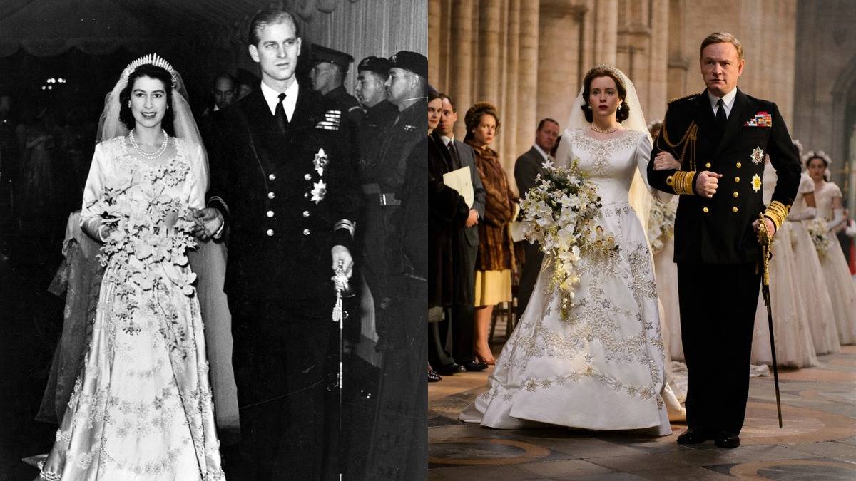 queen elizabeth and philip at their wedding