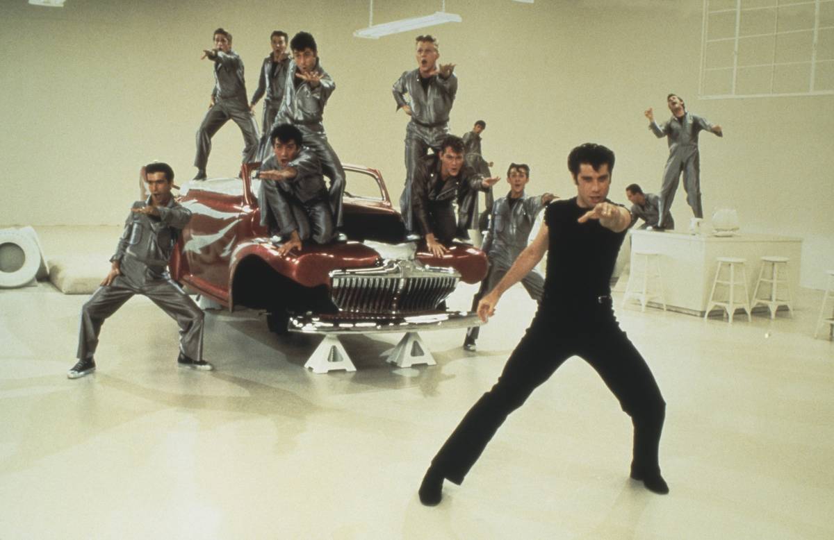 American actor John Travolta during the 'Greased Lightning' scene from the film, 'Grease', 1978.