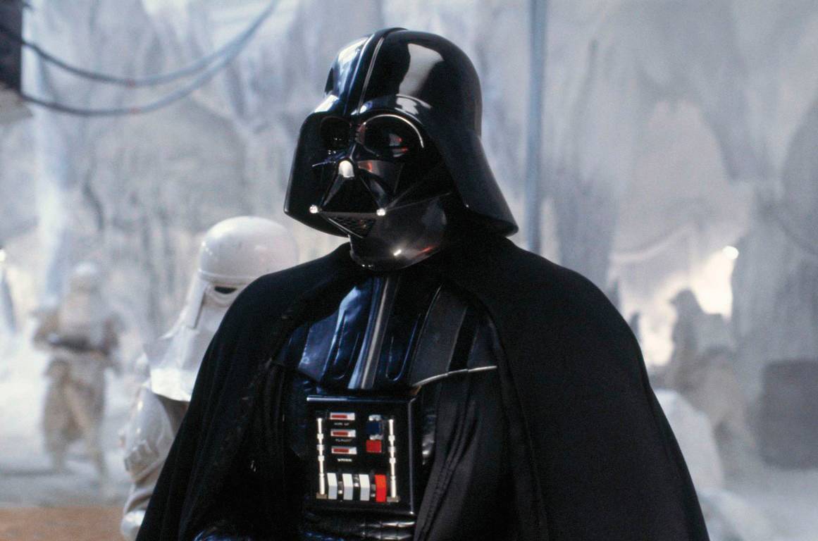 Darth Vader on set in Empire Strikes Back 