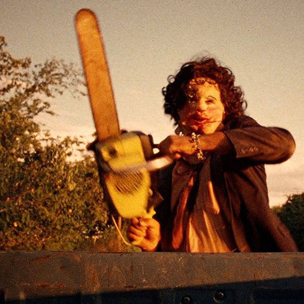 Gunnar Hansen in character for Texas Chainsaw Massacre
