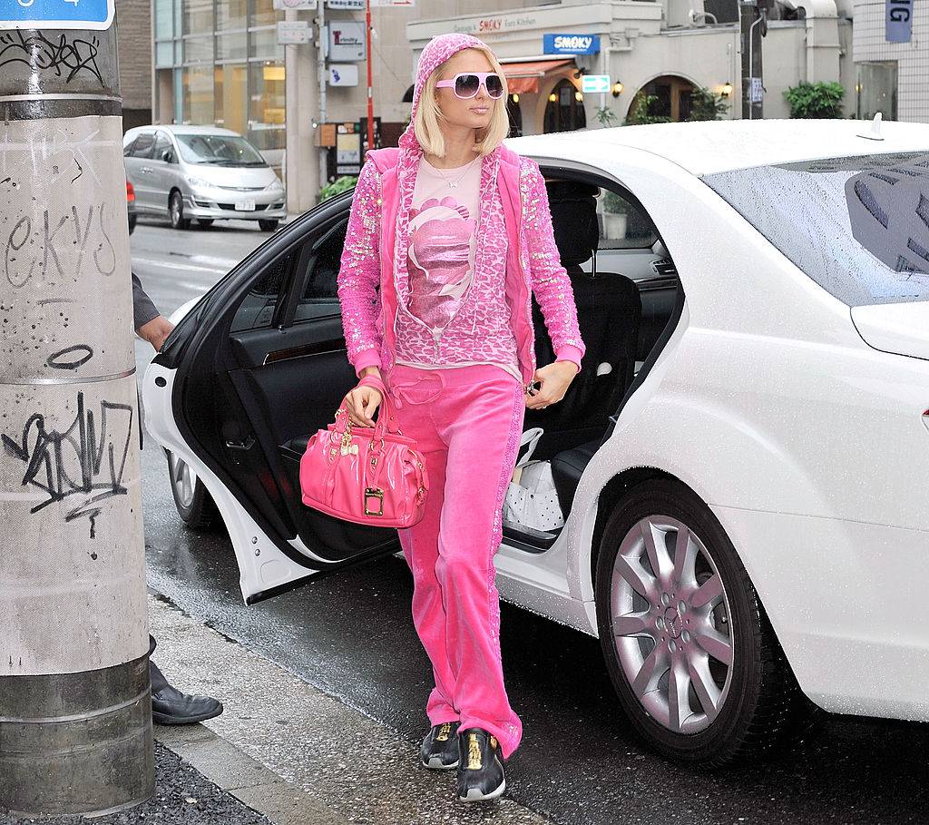 paris hilton wearing a pink outfit
