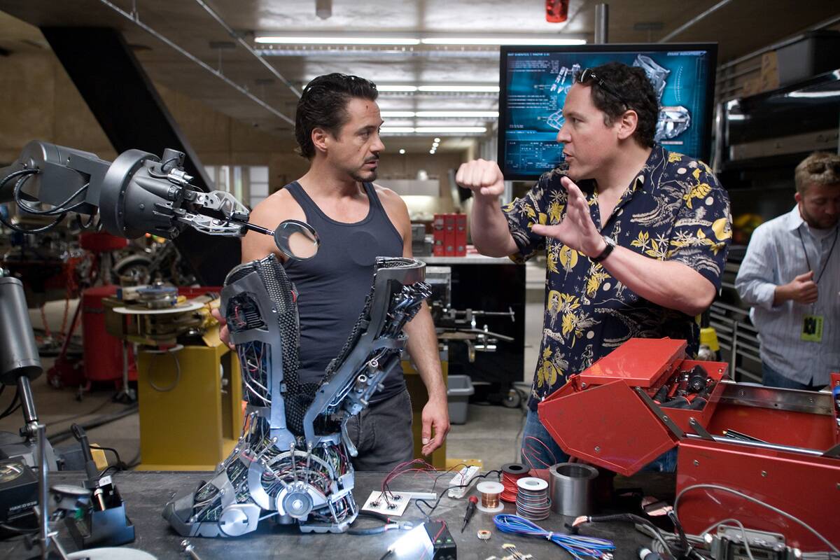 jon favreau directing robert downey jr. in iron man