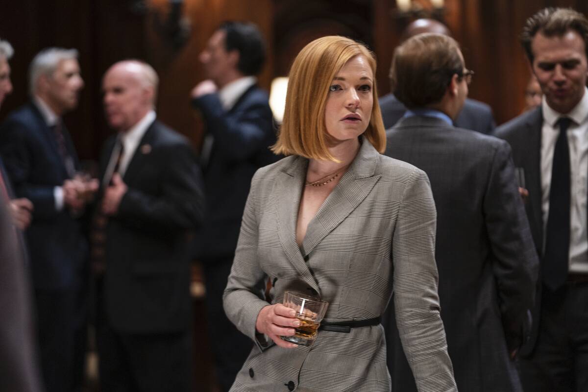 Sarah Snook as Shiv Roy at party in Succession