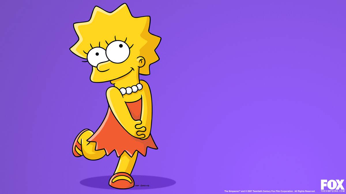 lisa simpson with a purple background
