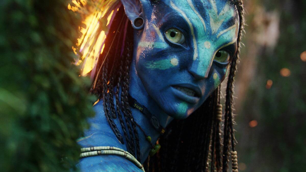 person with blue face