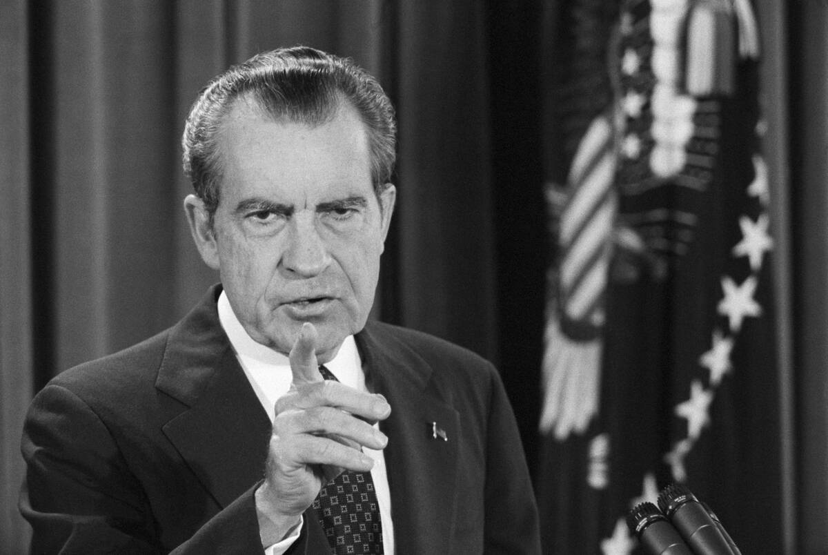 President Nixon Points to a Reporter